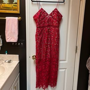 Self portrait Arabella dress in red lace ♥️ worn once to a wedding. US 10/ UK 14